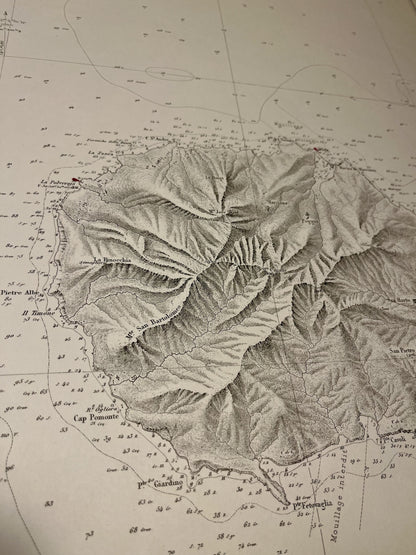 Carte geographique ancienne Ile Elbe