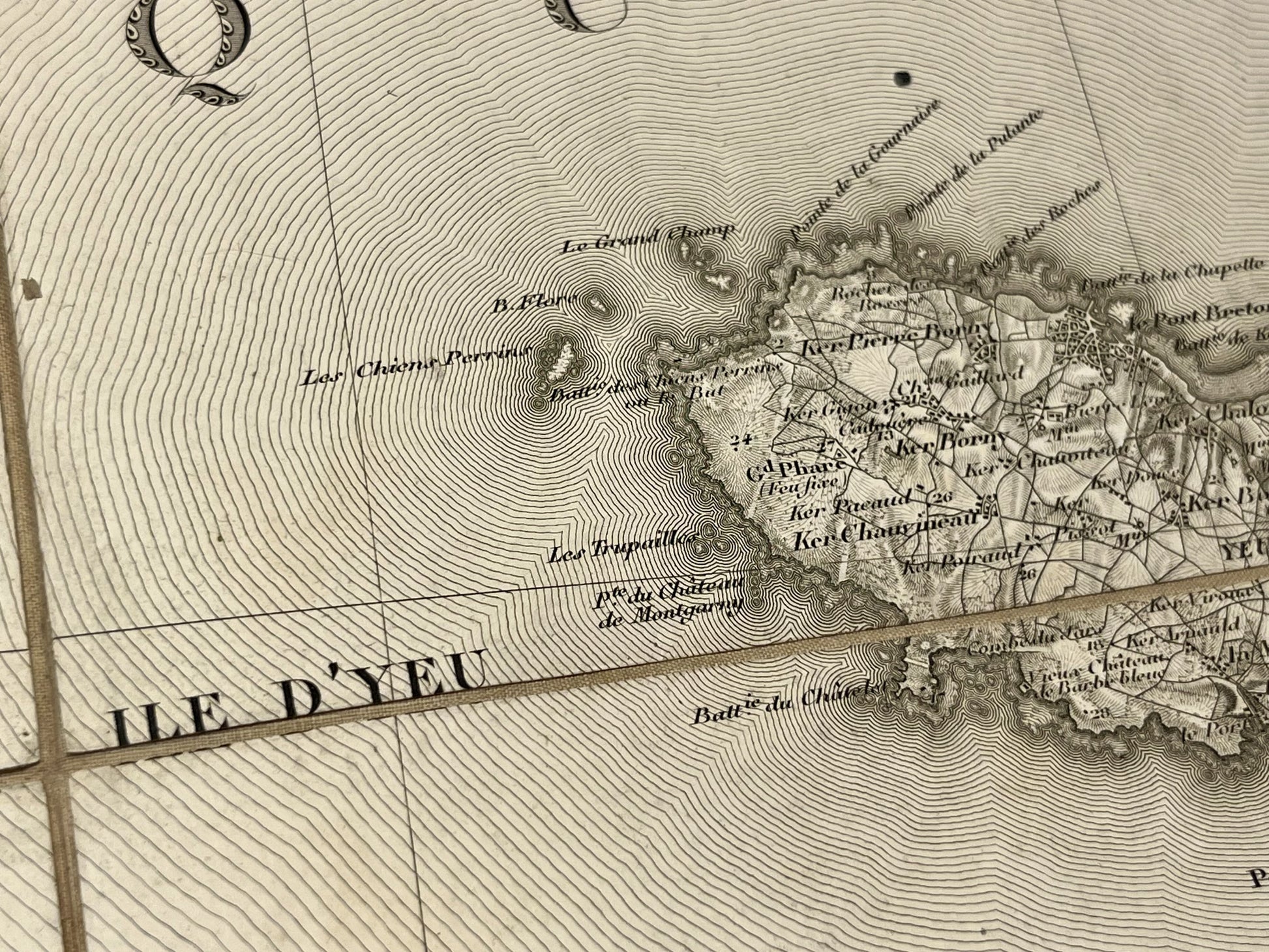 Carte geographique ancienne Ile d Yeu