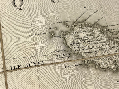 Carte geographique ancienne Ile d Yeu