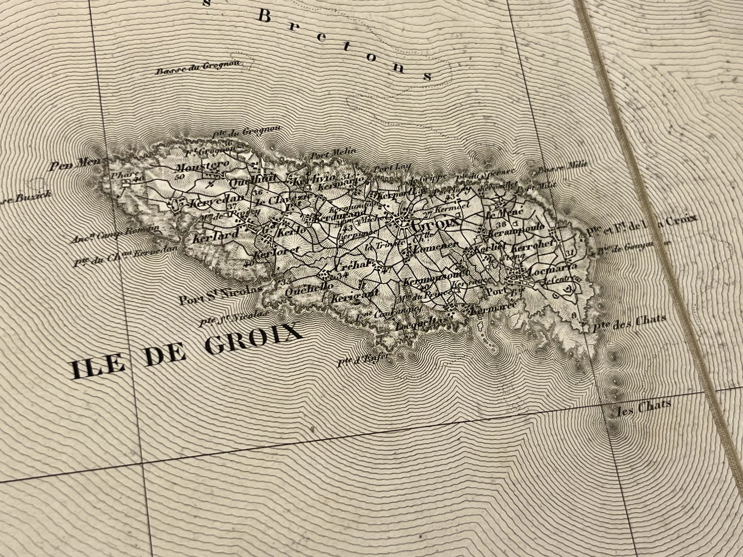 Carte geographique ancienne Ile de Groix