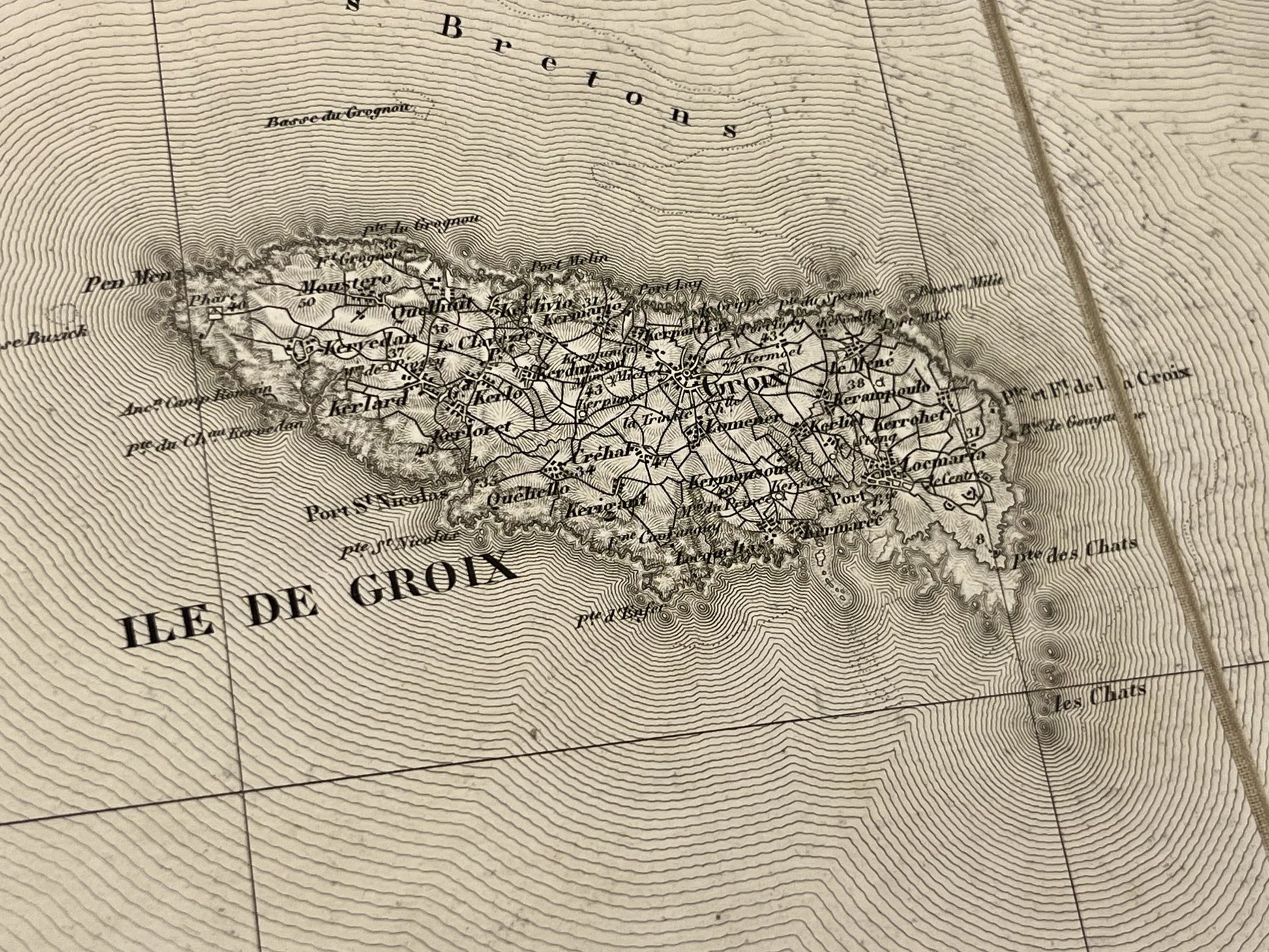 Carte geographique ancienne Ile de Groix