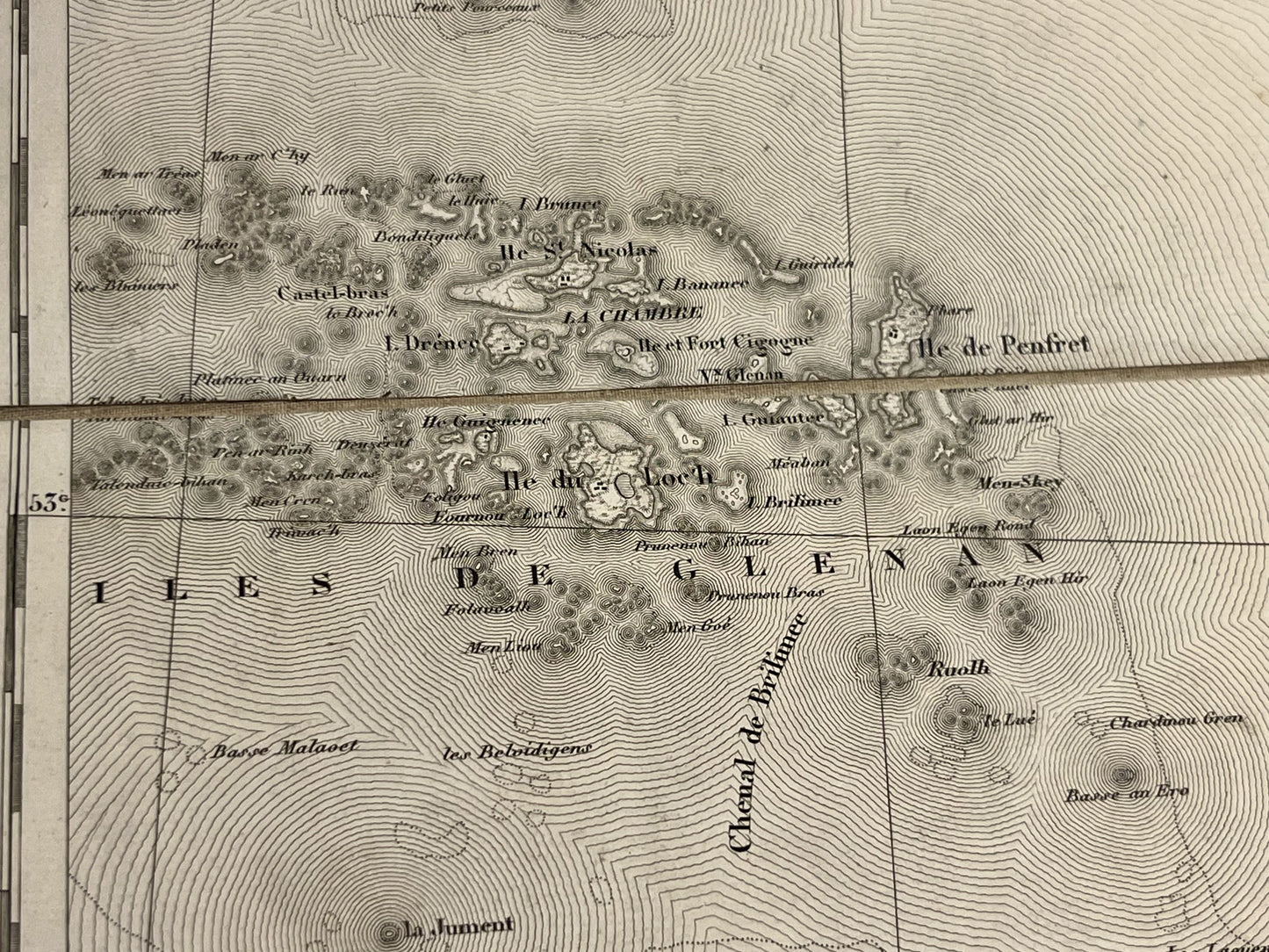 Carte geographique ancienne Iles de Glenan