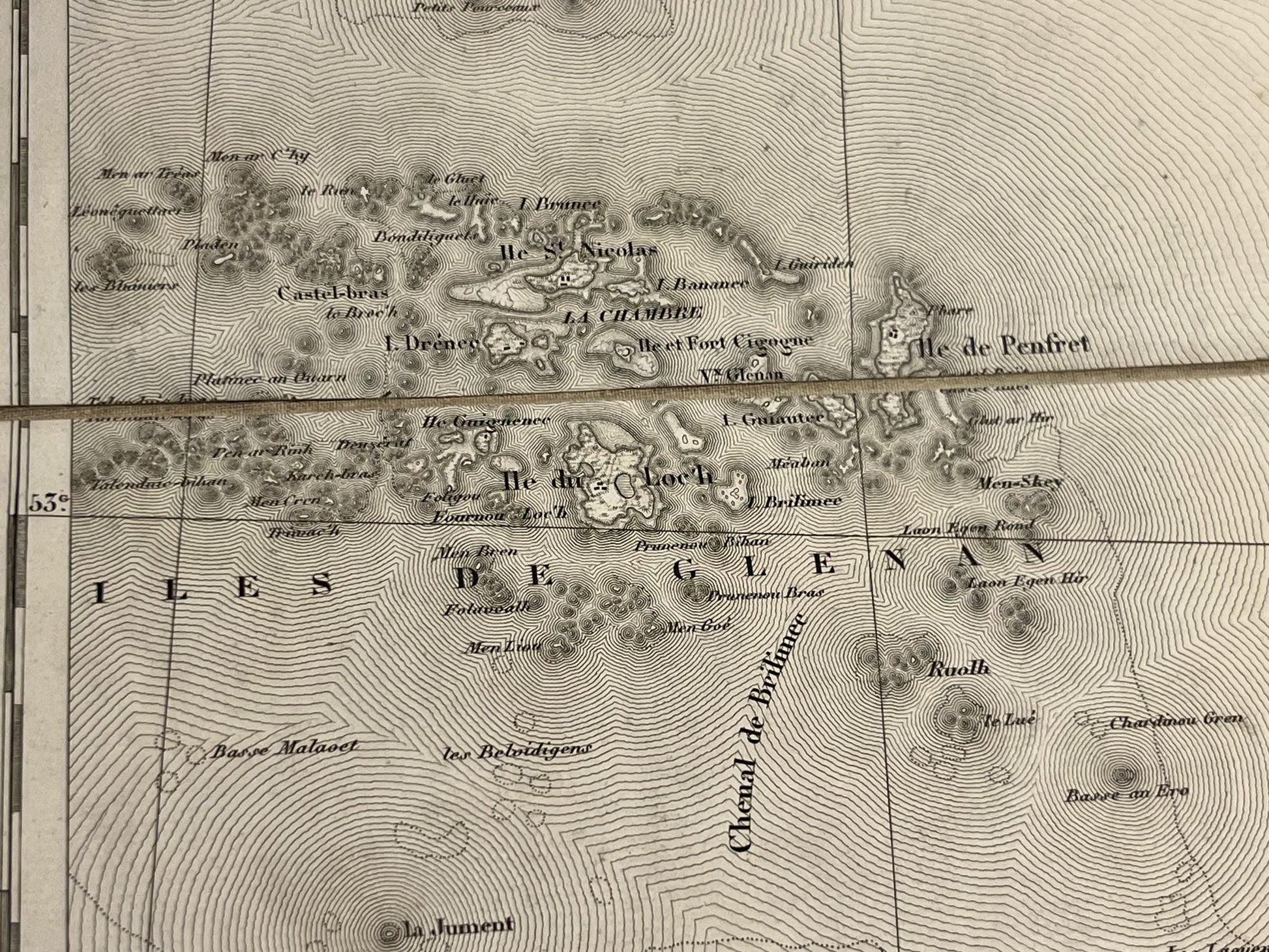Carte geographique ancienne Iles de Glenan