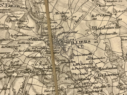 Carte geographique ancienne Illliers