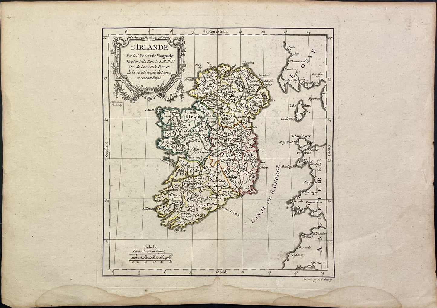 Carte geographique ancienne Irlande