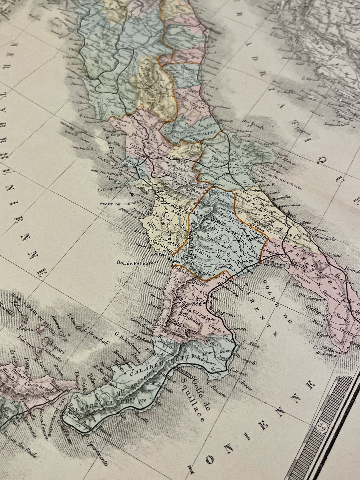 Carte geographique ancienne Italie authentique