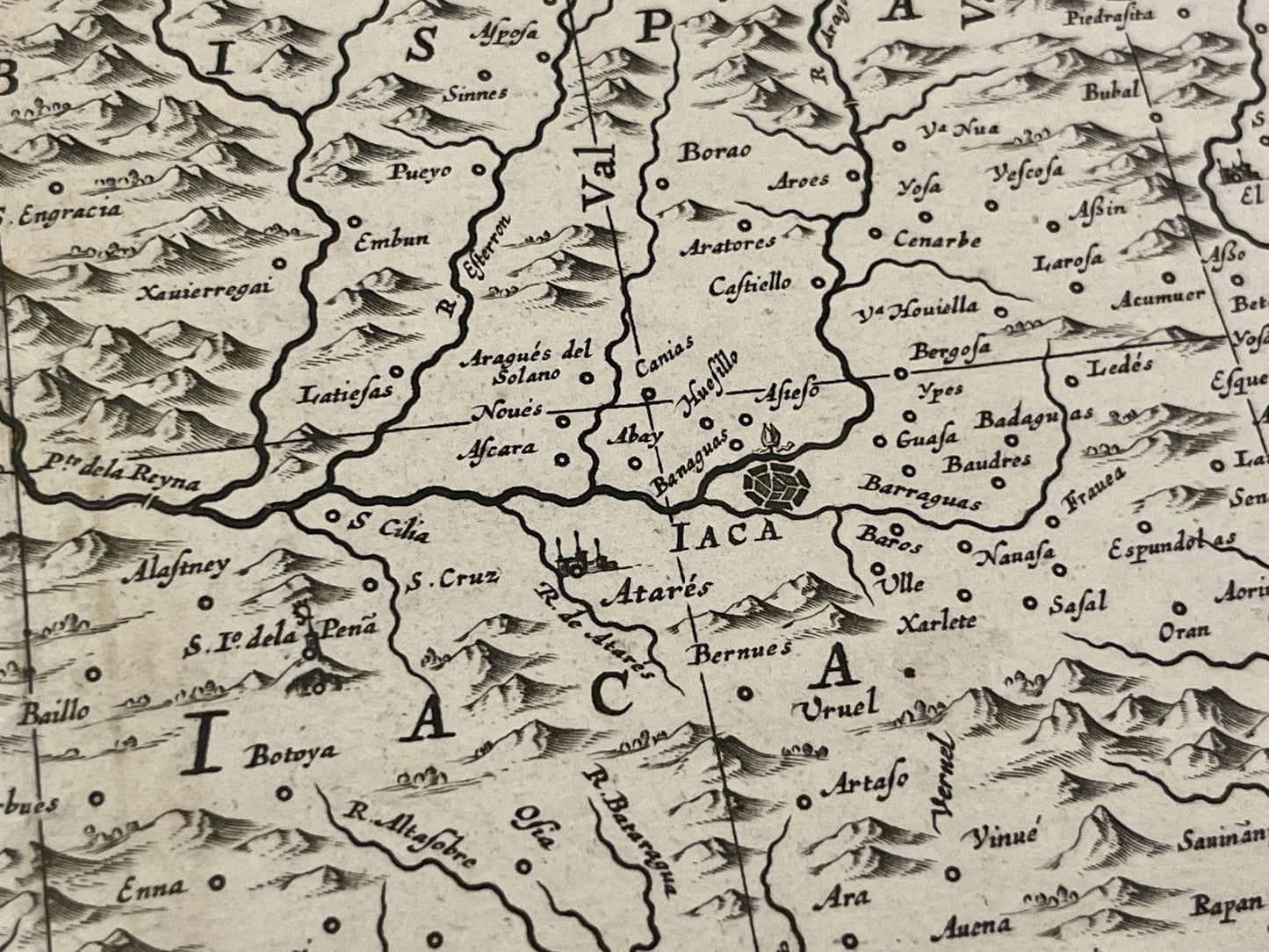 Carte geographique ancienne Jaca Espagne