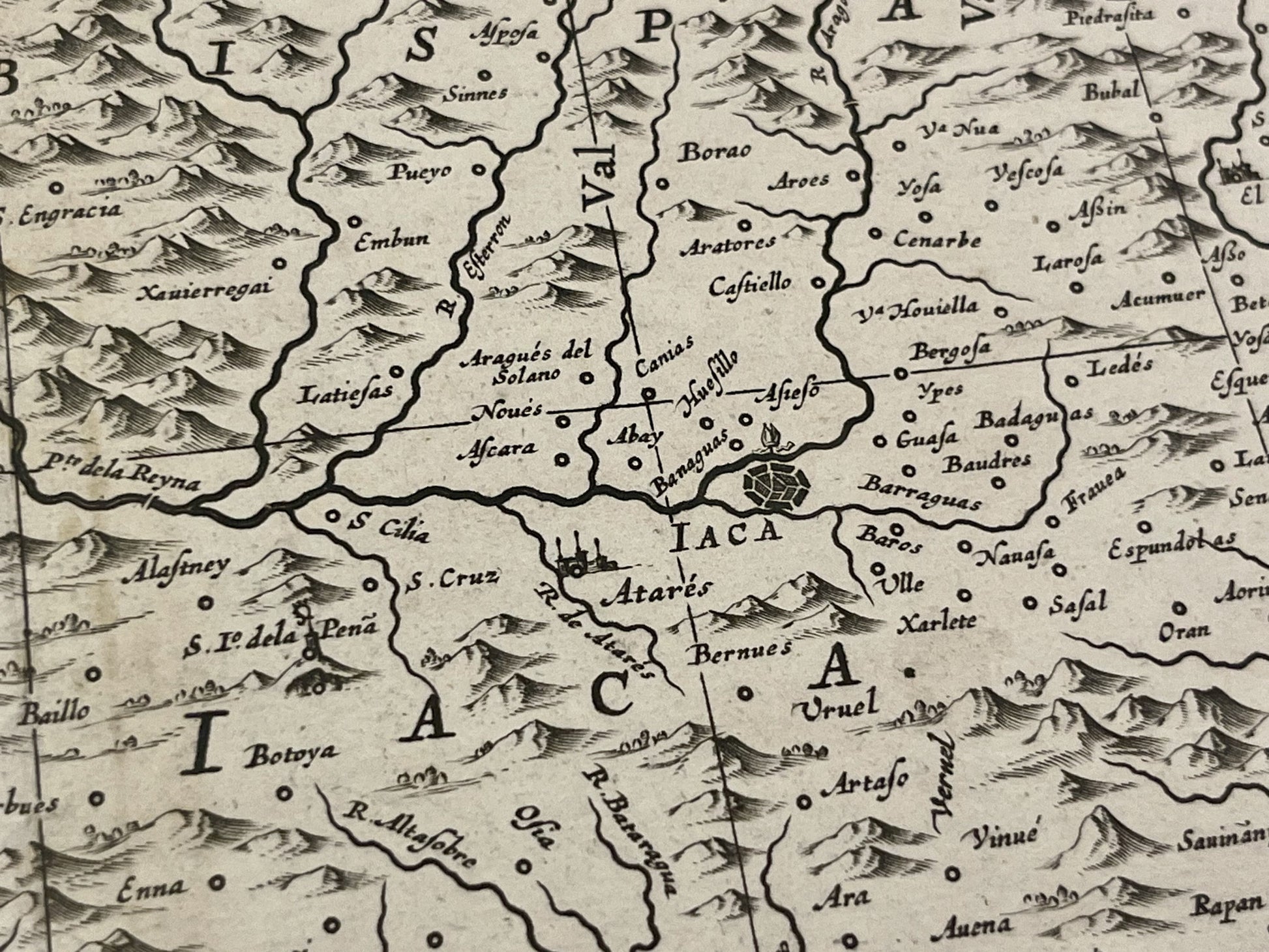 Carte geographique ancienne Jaca Espagne