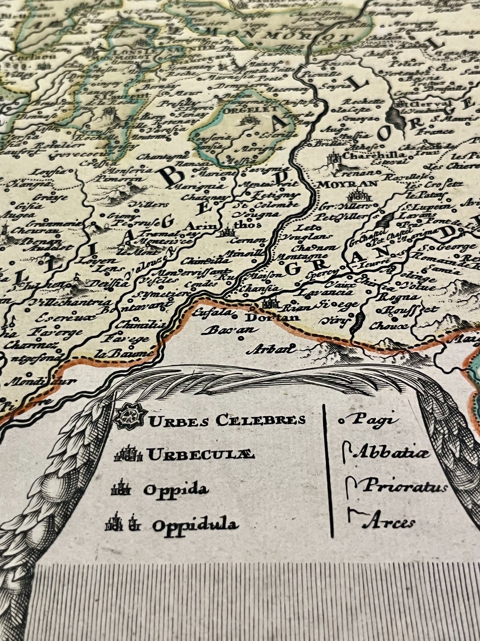 Carte geographique ancienne Jura Doubs Haute-Saone