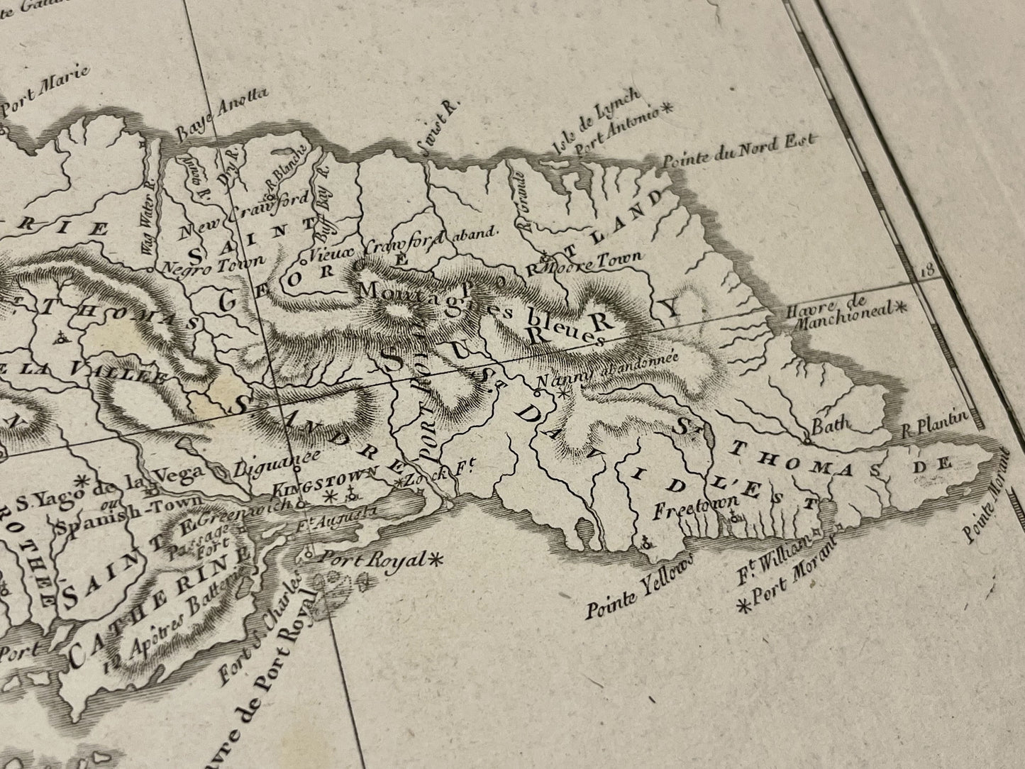 Carte geographique ancienne Kingstown Jamaique