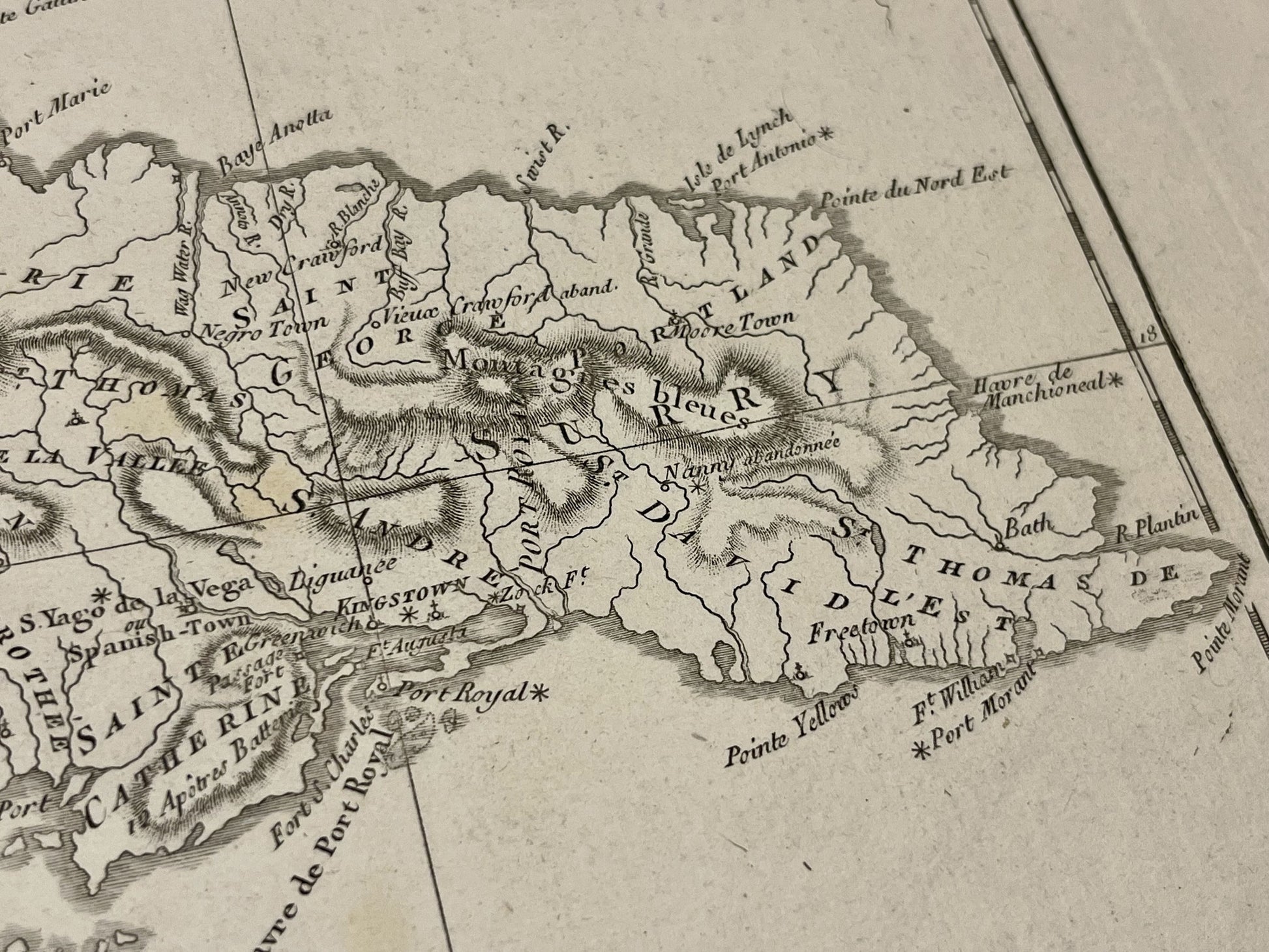 Carte geographique ancienne Kingstown Jamaique