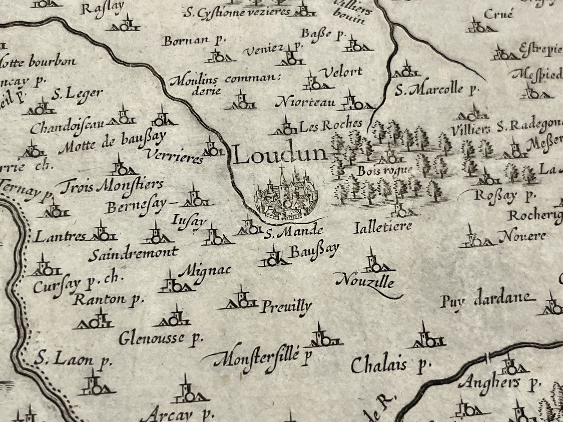 Carte geographique ancienne Loudun