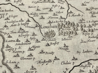 Carte geographique ancienne Loudun