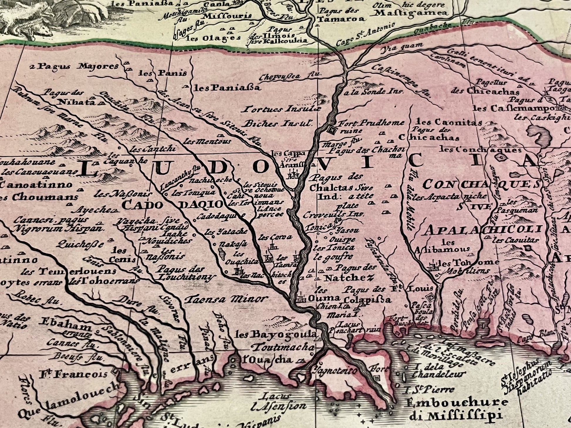 Carte geographique ancienne Louisiane XVIIIe