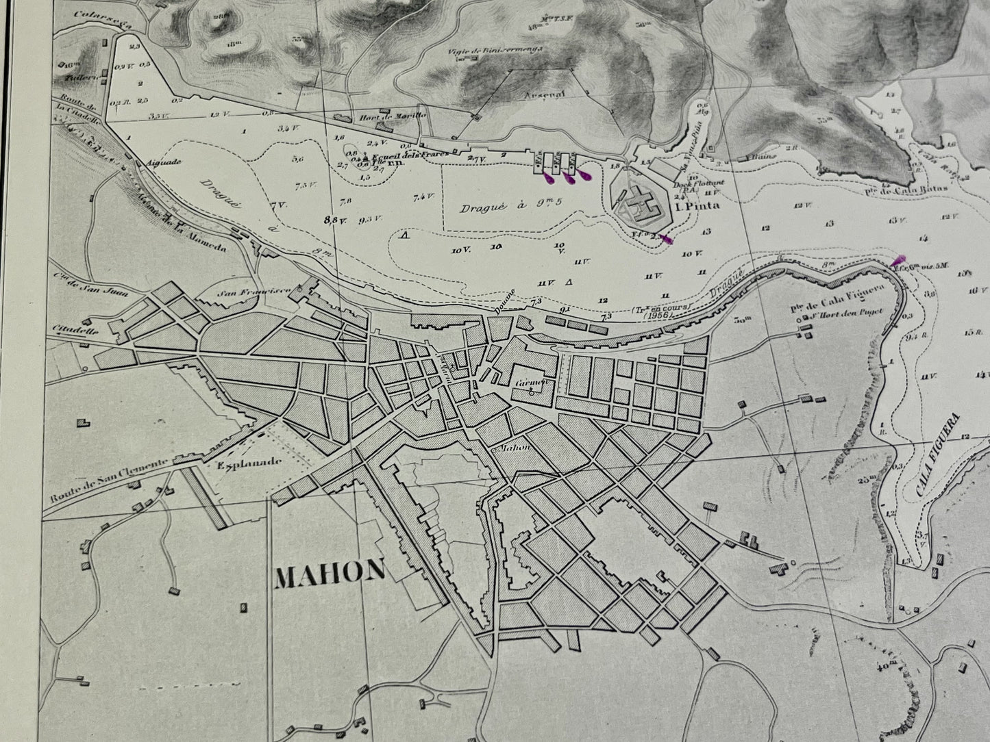 Carte geographique ancienne Mahon Minorque