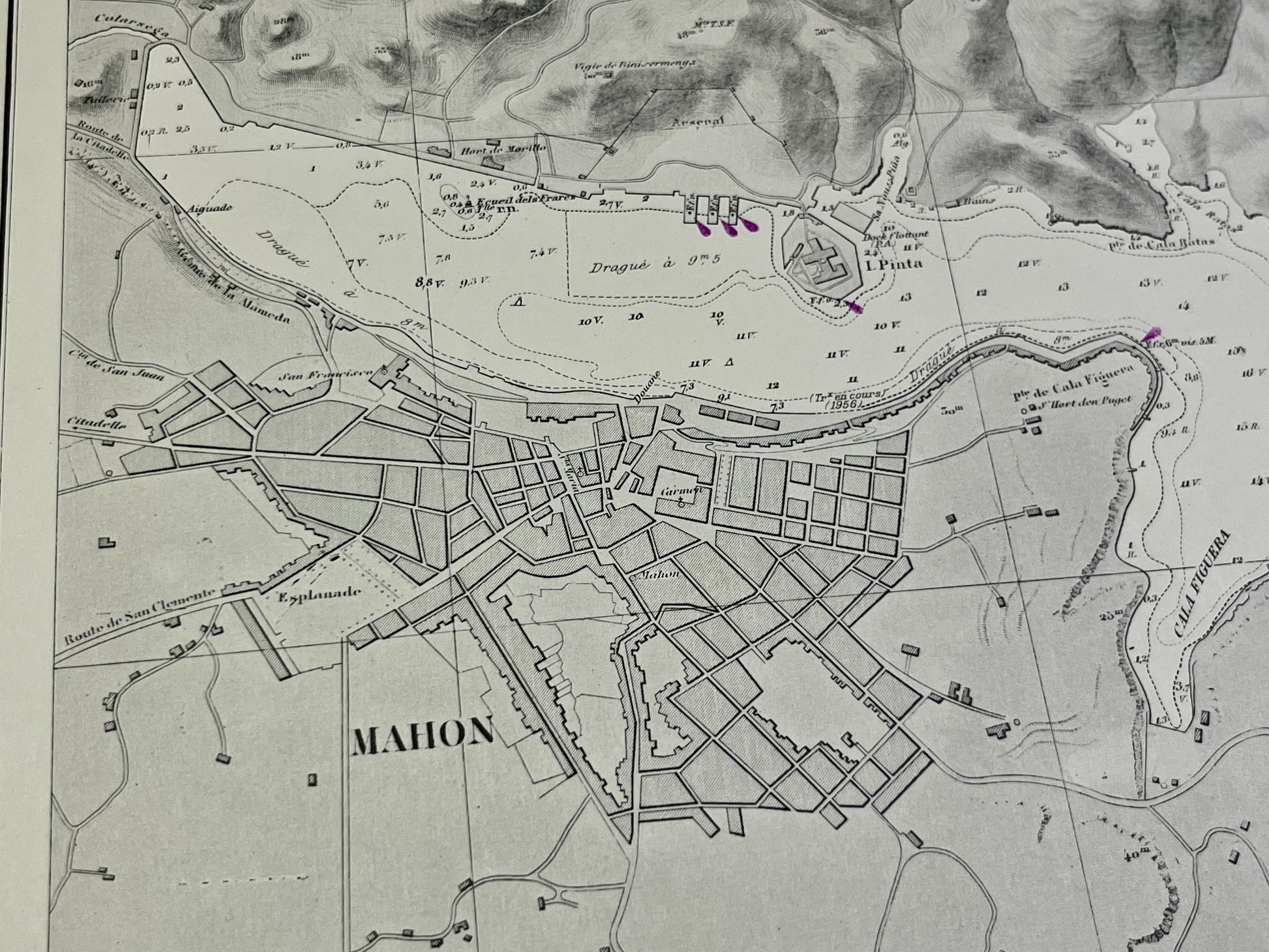 Carte geographique ancienne Mahon Minorque