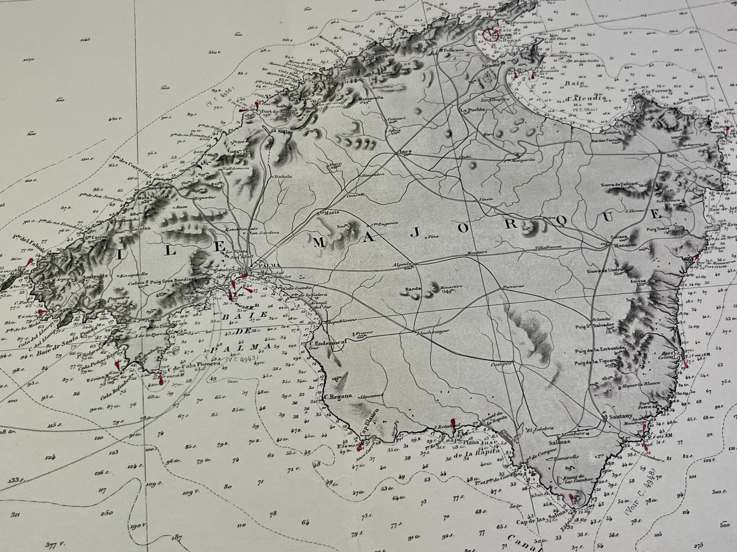 Carte geographique ancienne Majorque Baleares