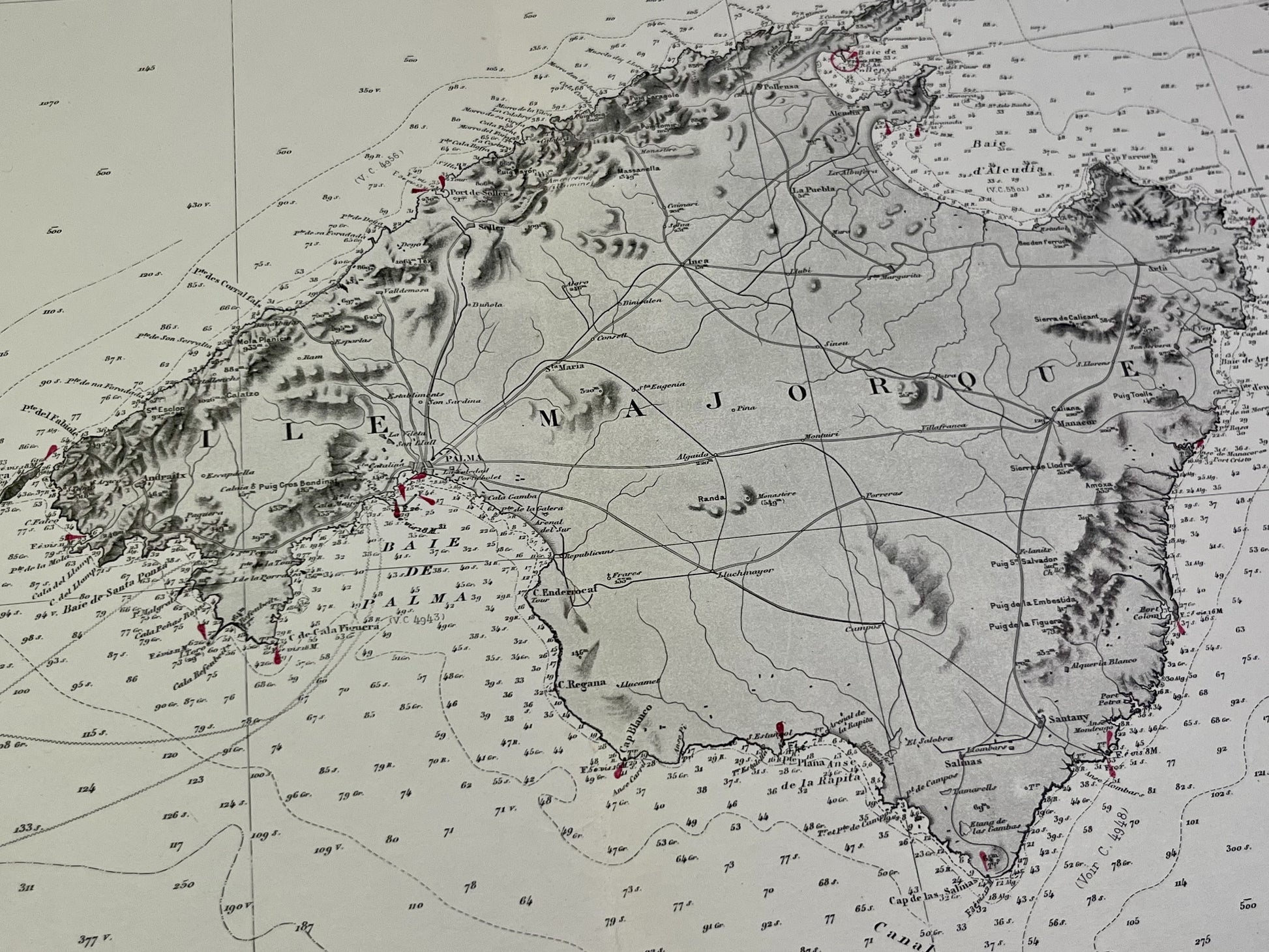 Carte geographique ancienne Majorque Baleares