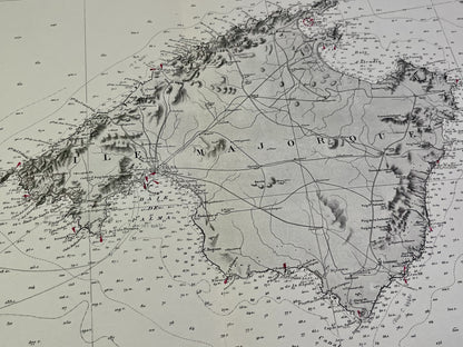 Carte geographique ancienne Majorque Baleares