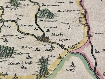 Carte geographique ancienne Marle Aisne