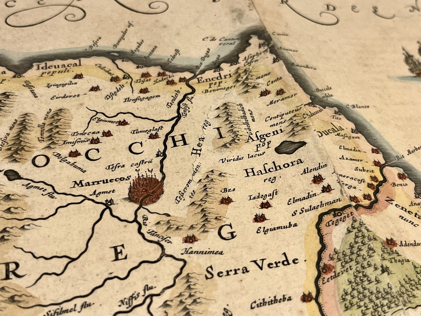 Carte geographique ancienne Maroc Marrakech