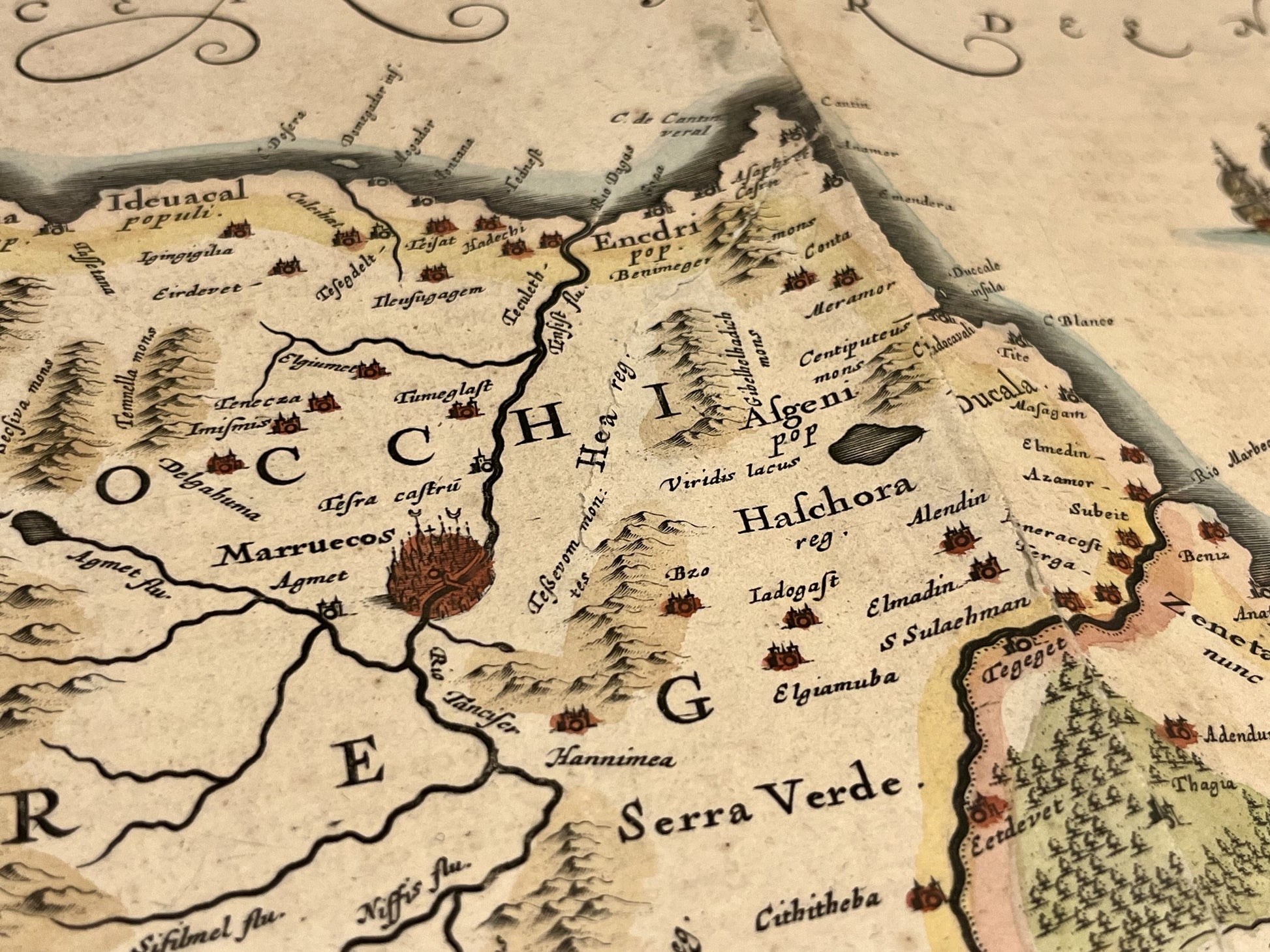 Carte geographique ancienne Maroc Marrakech