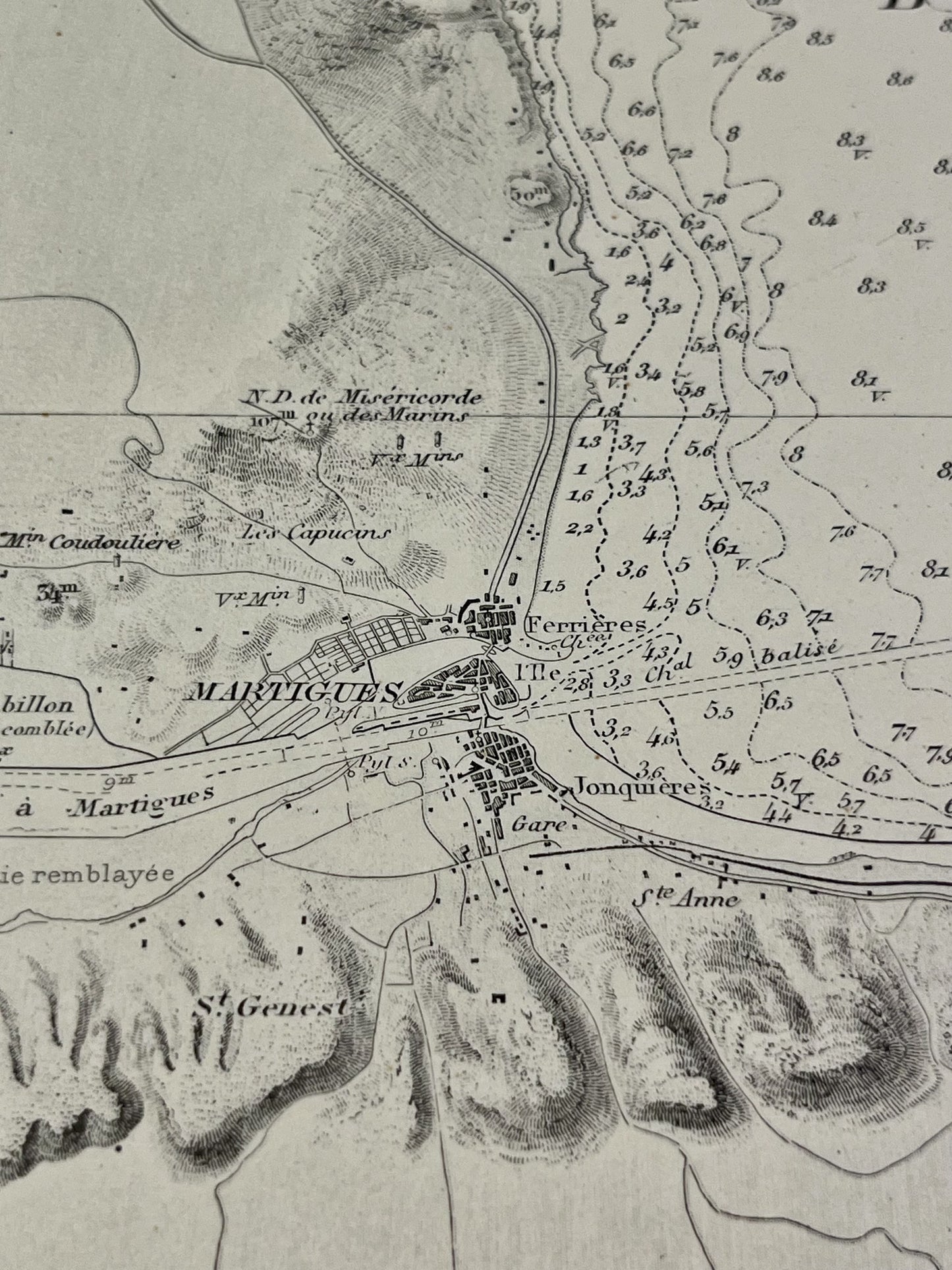 Carte geographique ancienne Martigues Berre