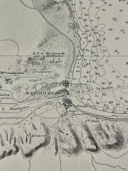 Carte geographique ancienne Martigues Berre