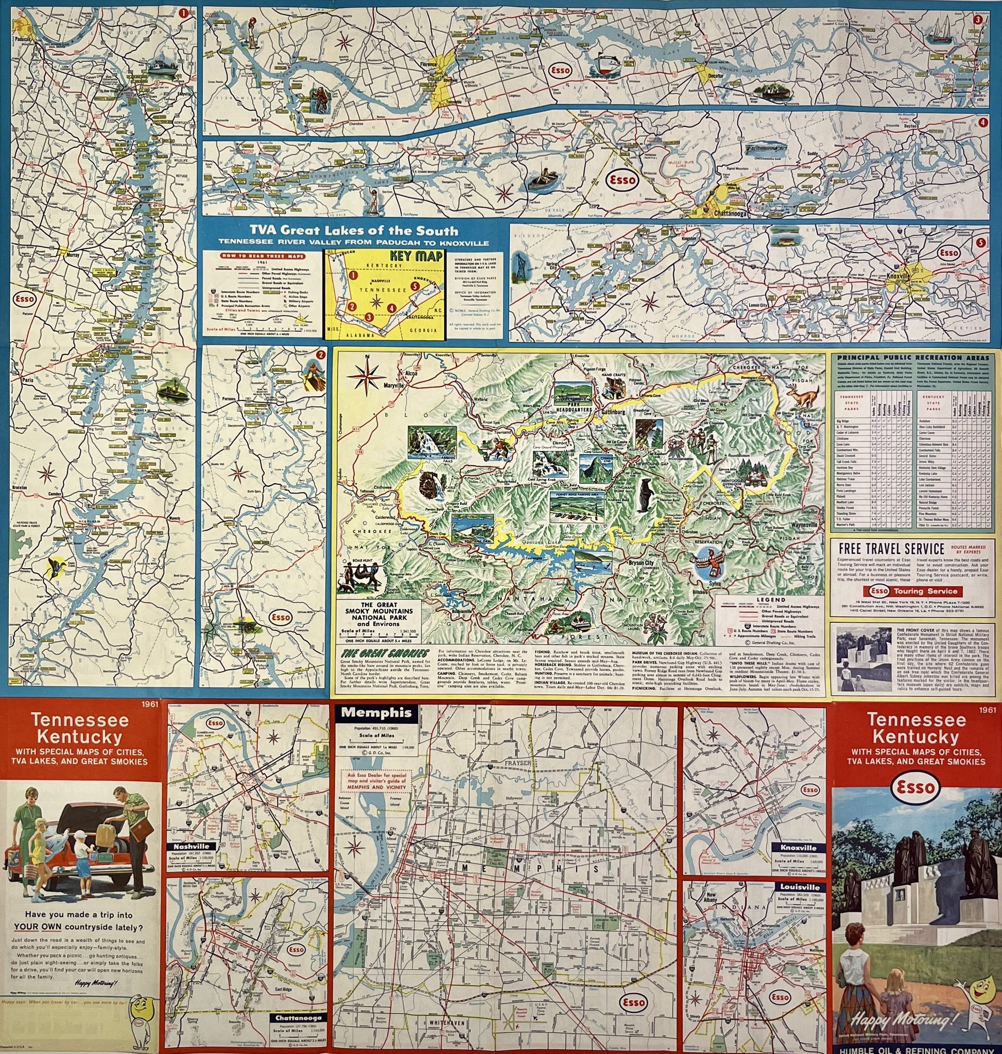 Carte geographique ancienne Memphis Nashville USA