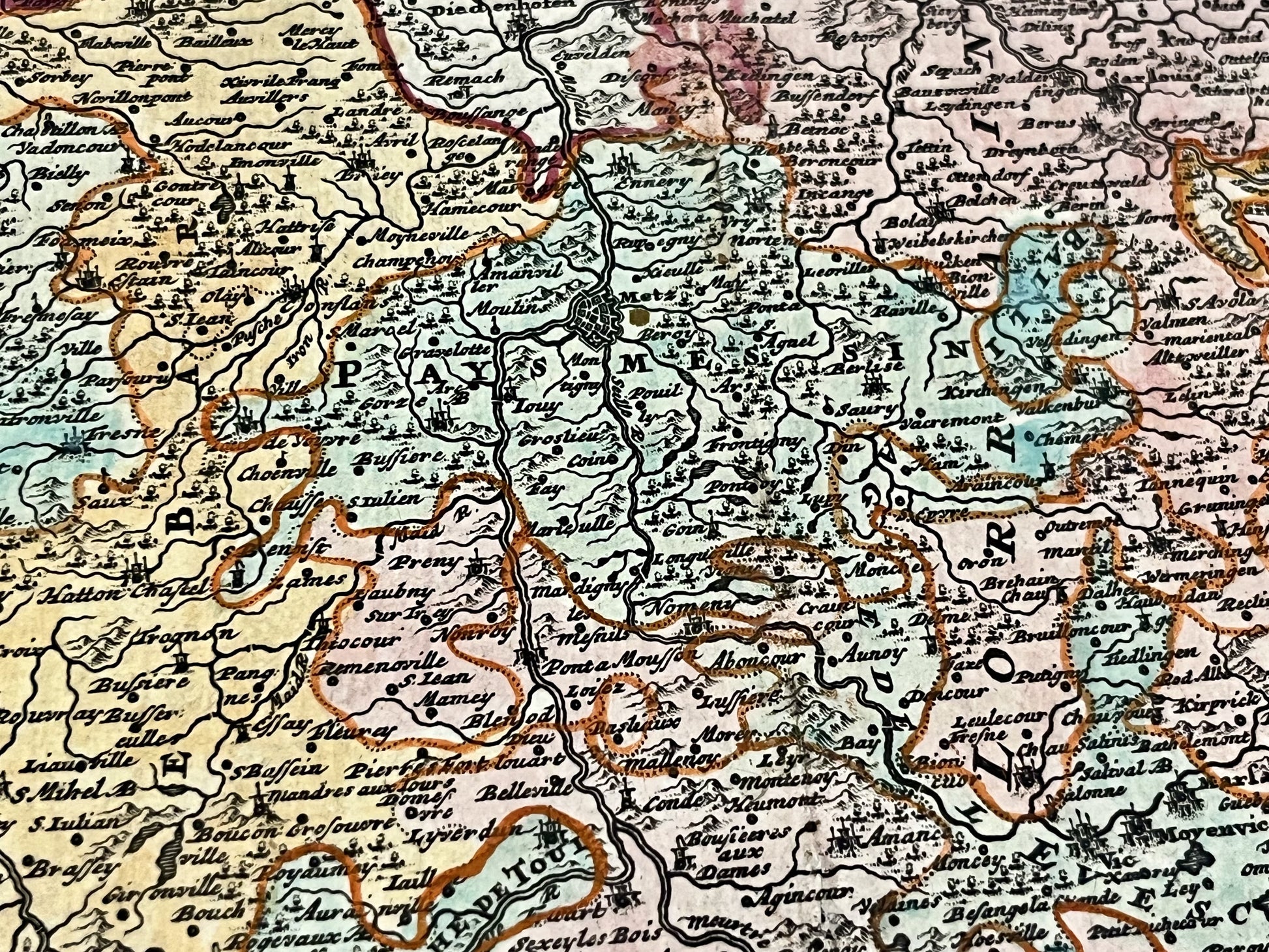 Carte geographique ancienne Metz Lorraine