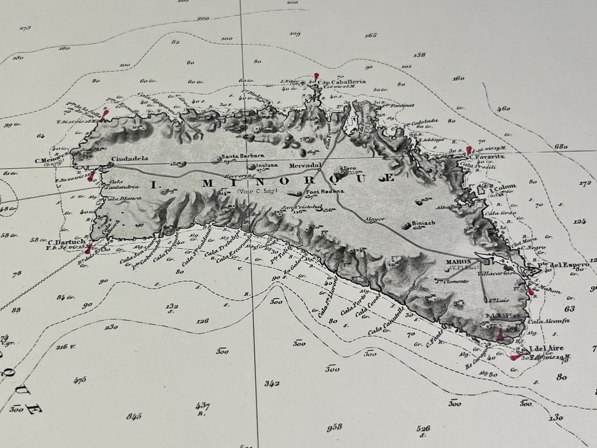 Carte geographique ancienne Minorque Baleares