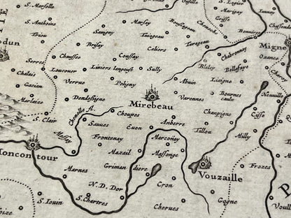 Carte geographique ancienne Mirebeau Vienne