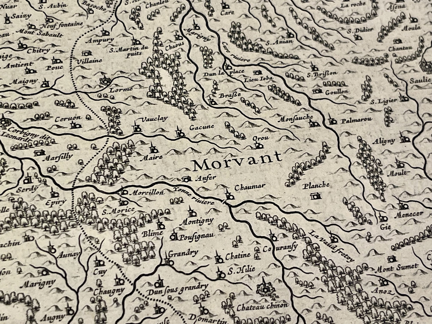 Carte geographique ancienne Morvan