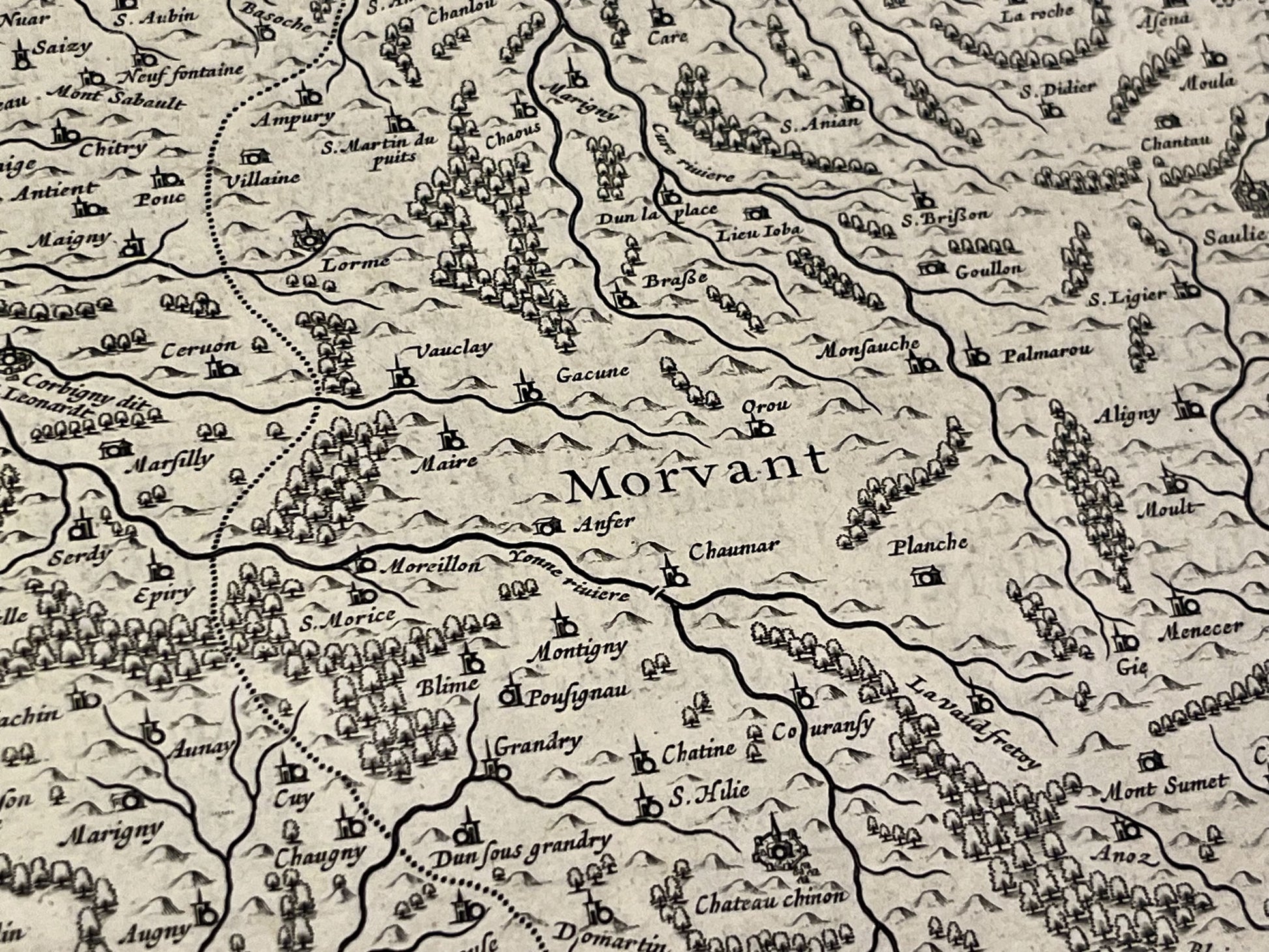 Carte geographique ancienne Morvan