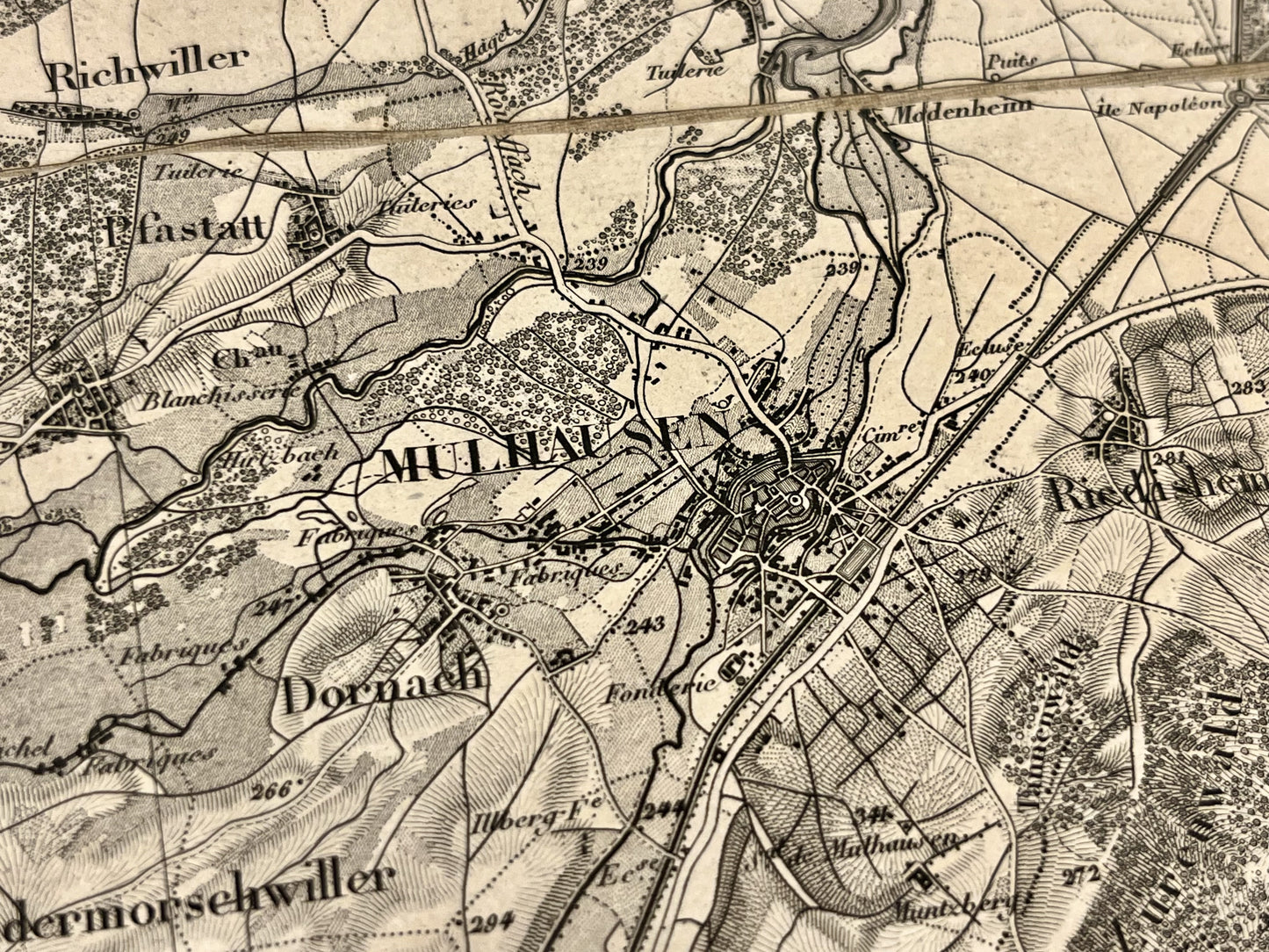 Carte geographique ancienne Mulhouse