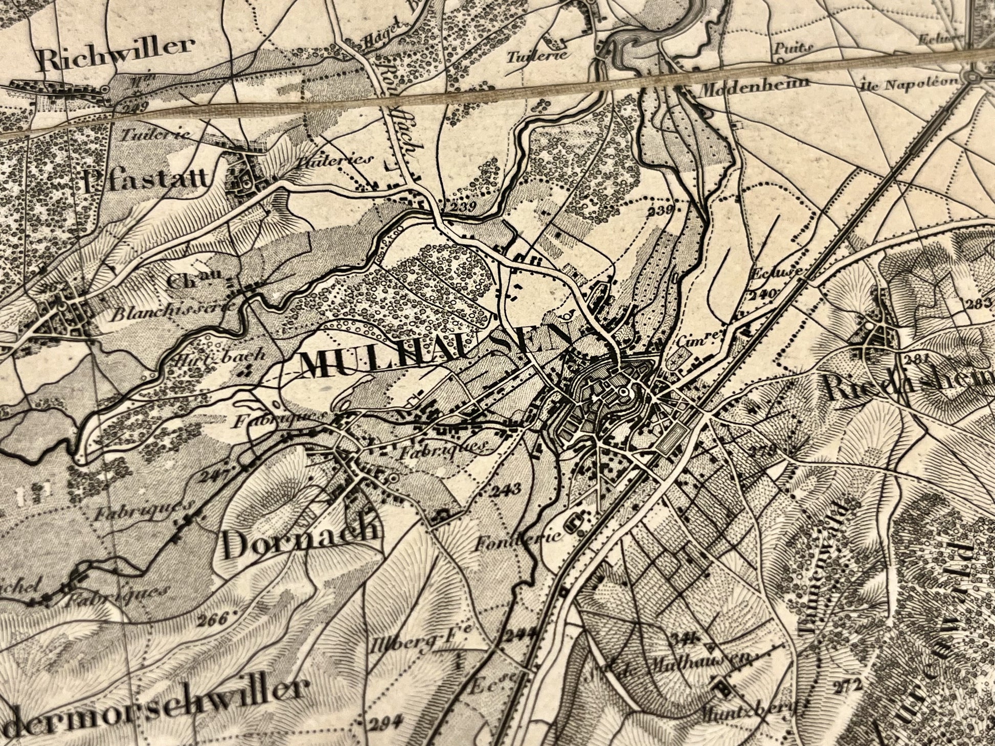 Carte geographique ancienne Mulhouse