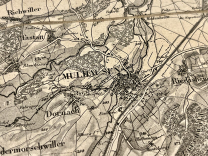 Carte geographique ancienne Mulhouse
