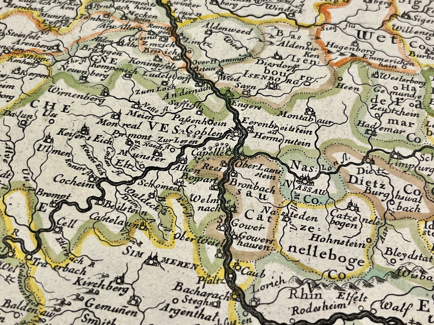 Carte geographique ancienne Nassau Allemagne