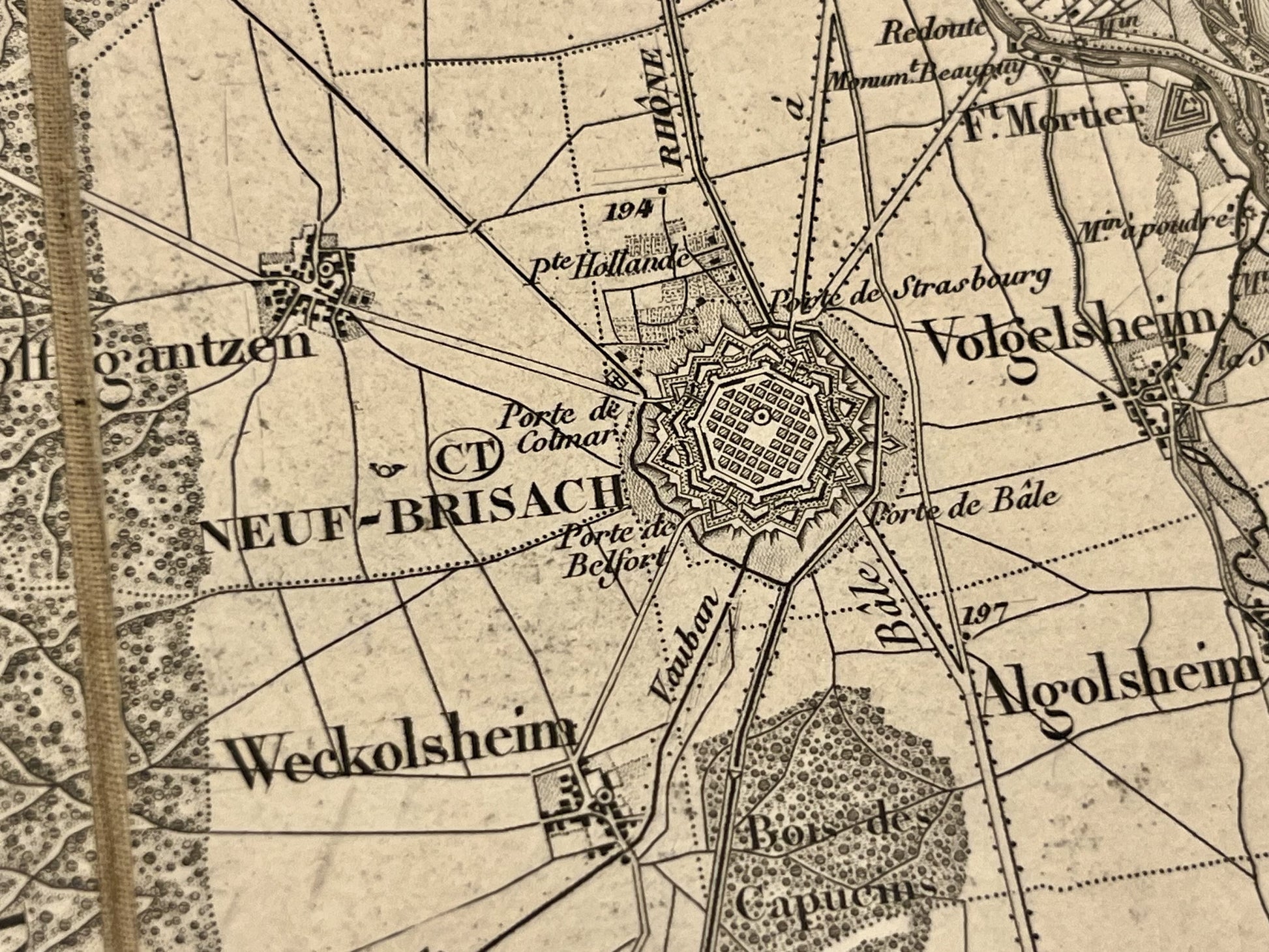 Carte geographique ancienne Neuf-Brisach