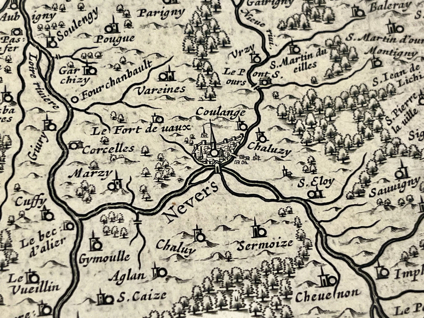 Carte geographique ancienne Nevers