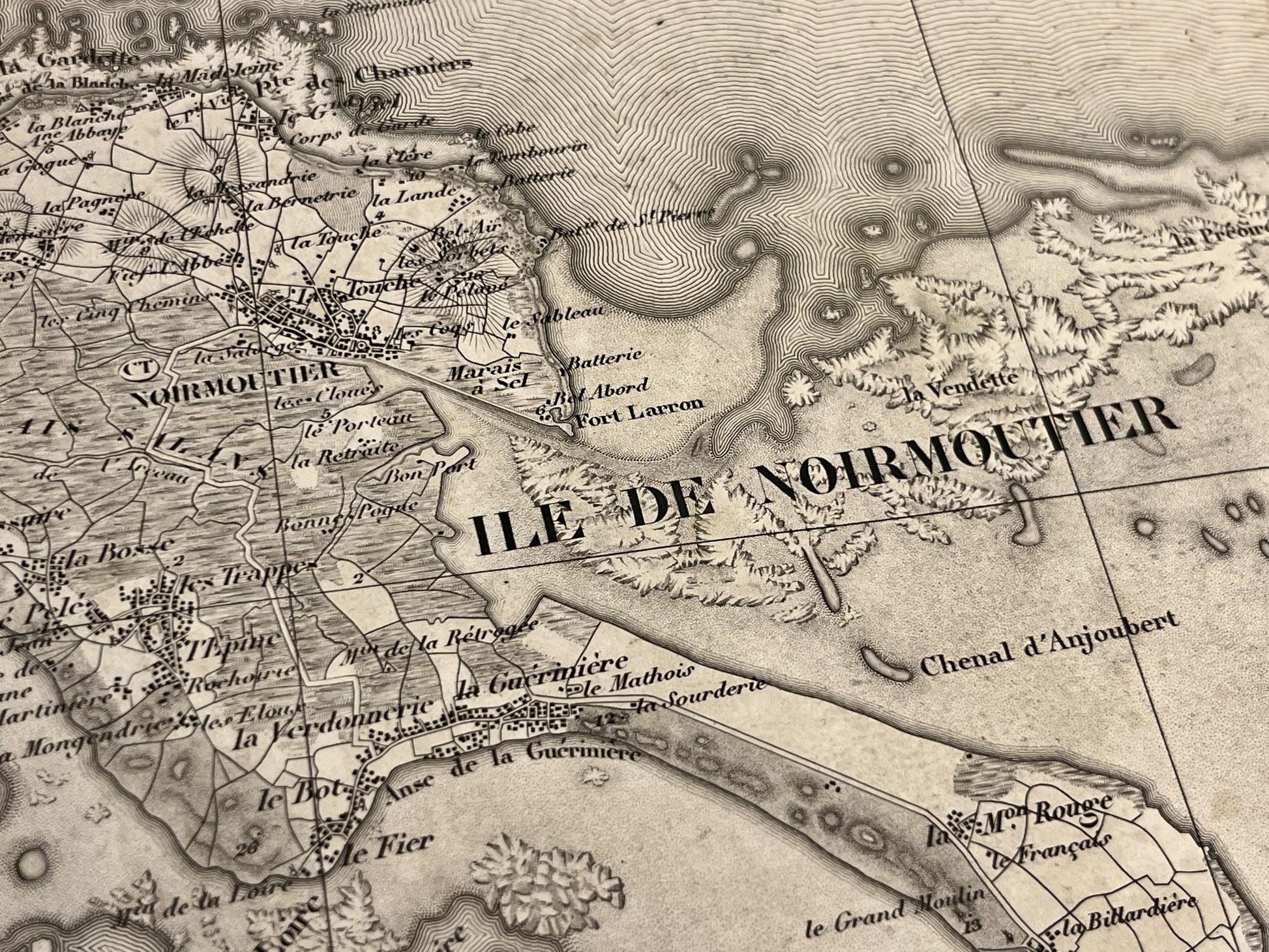 Carte geographique ancienne Noirmoutier