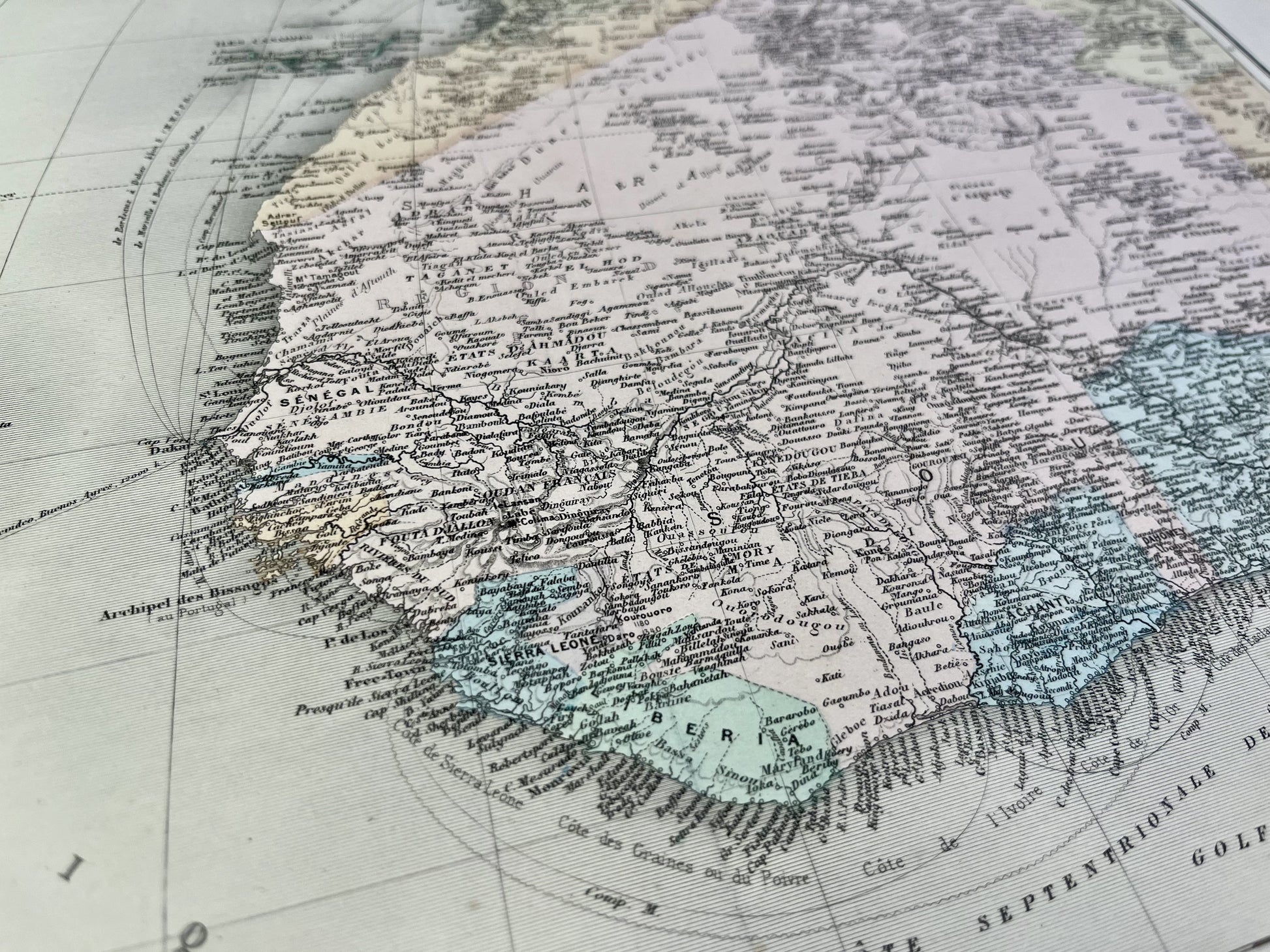 Carte geographique ancienne Nord-Ouest Afrique