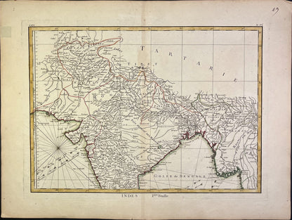 Carte geographique ancienne Nord Inde