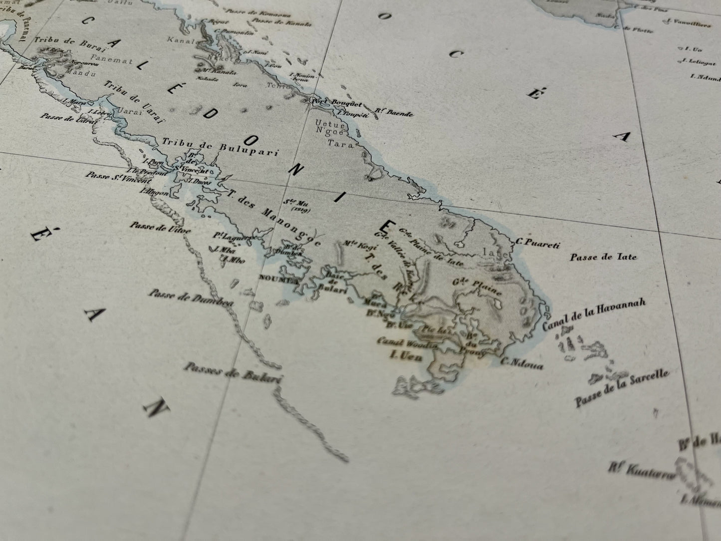 Carte geographique ancienne Nouvelle-Caledonie Noumea