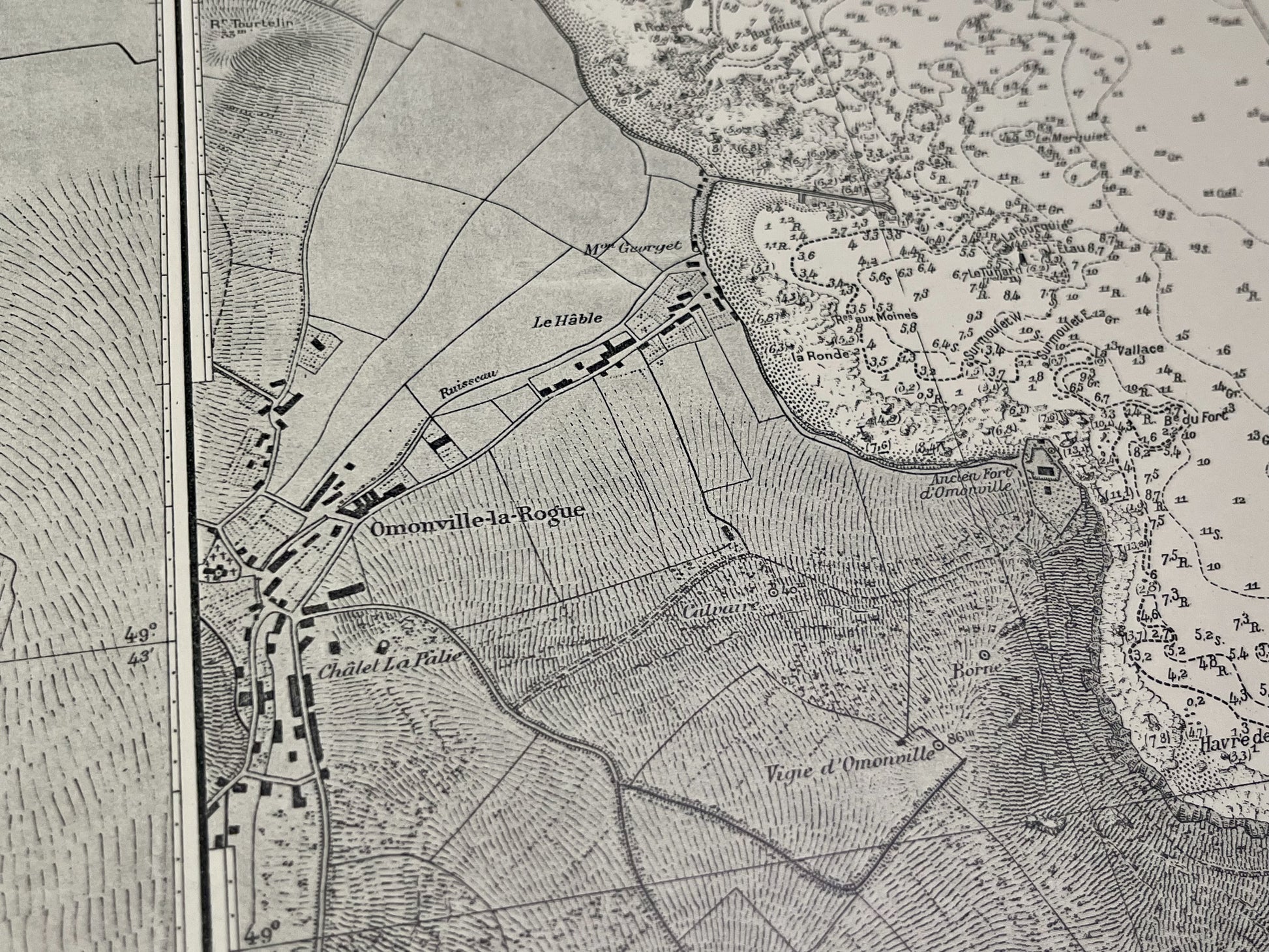 Carte geographique ancienne Omonville