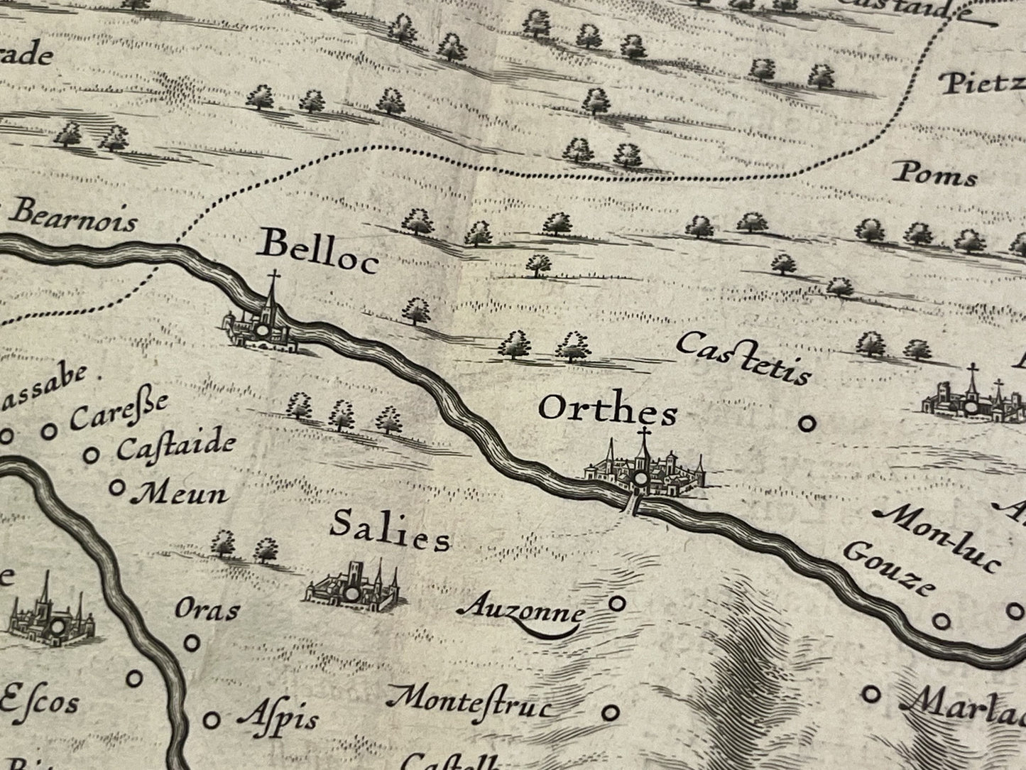 Carte geographique ancienne Orthez Bearn