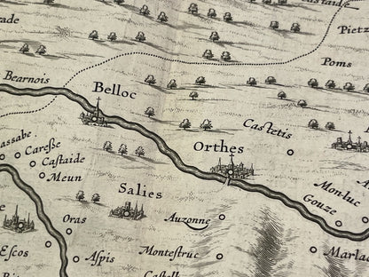 Carte geographique ancienne Orthez Bearn