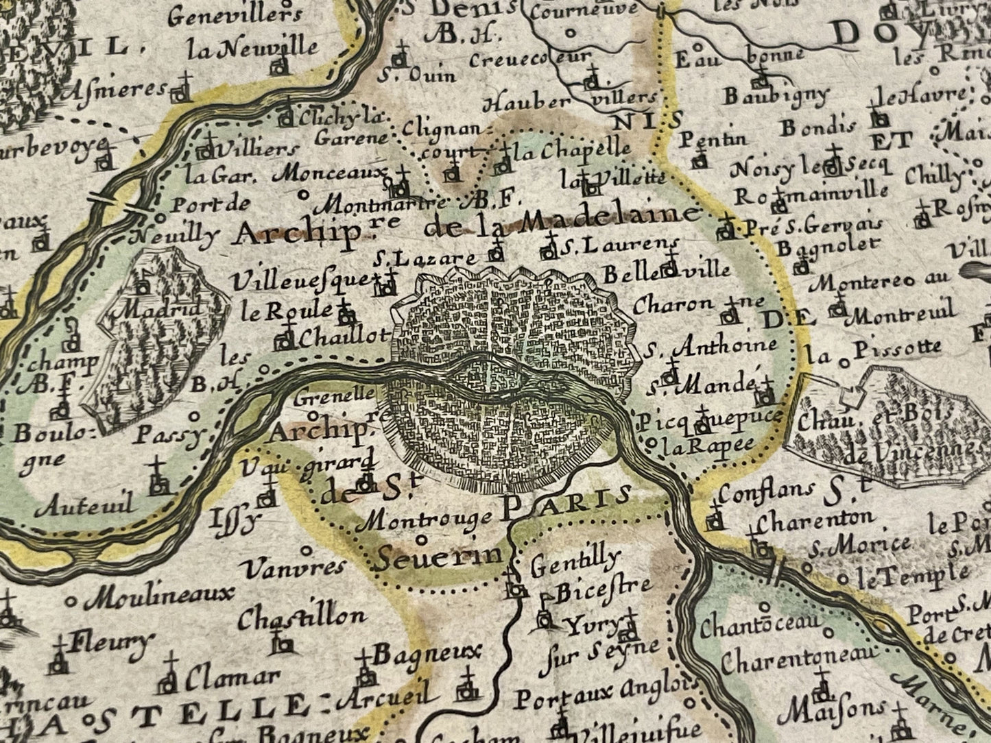 Carte geographique ancienne Paris Nicolas Sanson