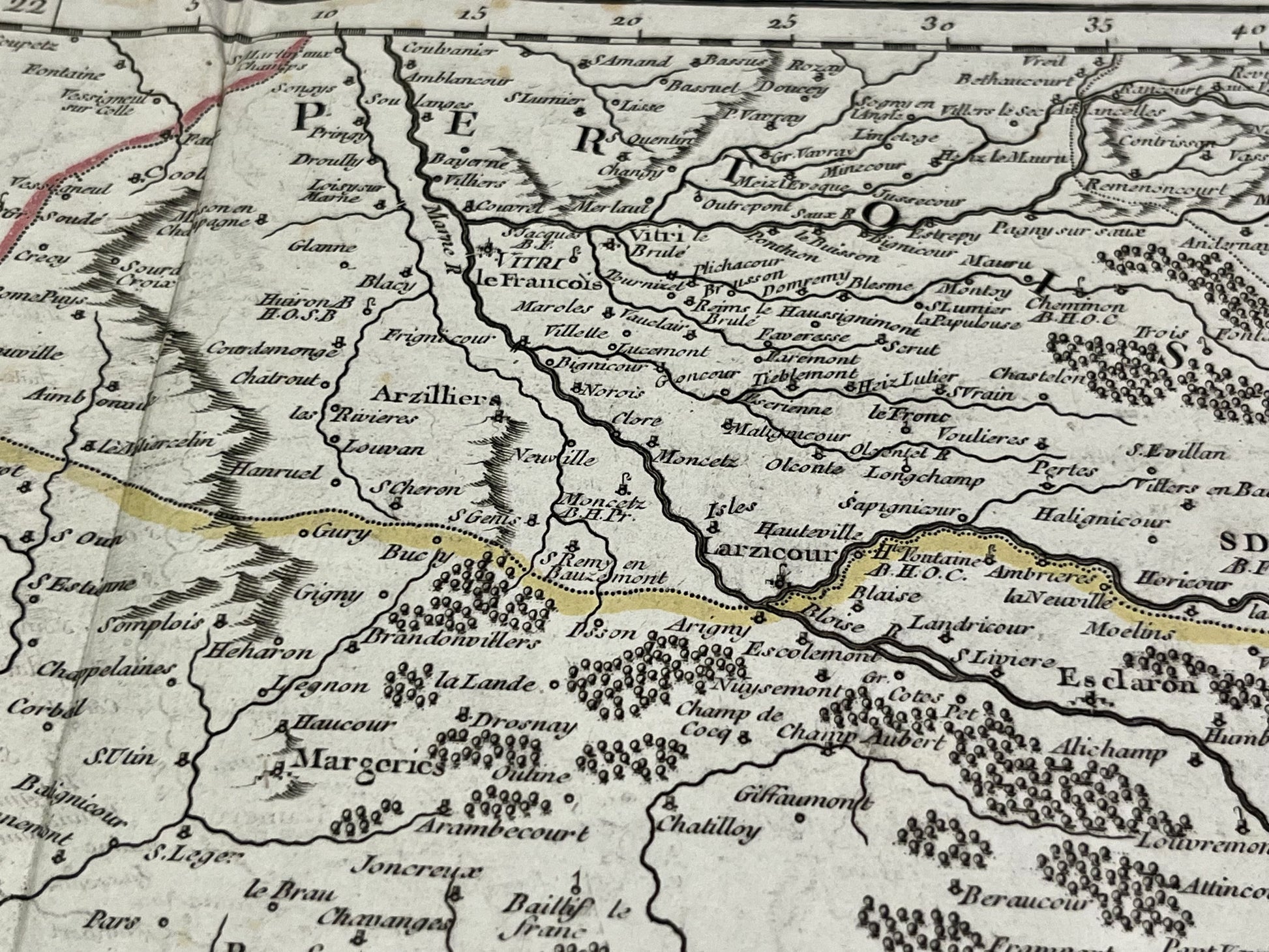 Carte geographique ancienne Perthois Champagne