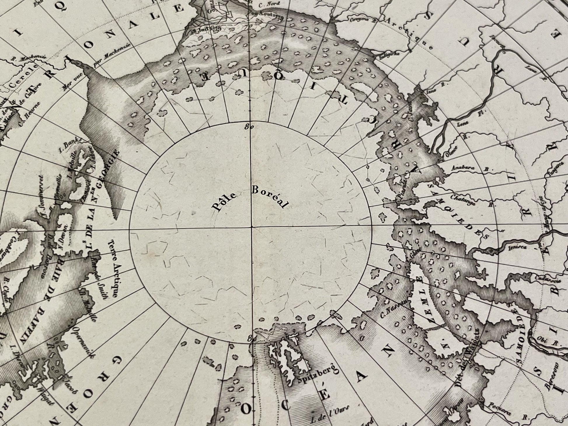 Carte geographique ancienne Pole Nord
